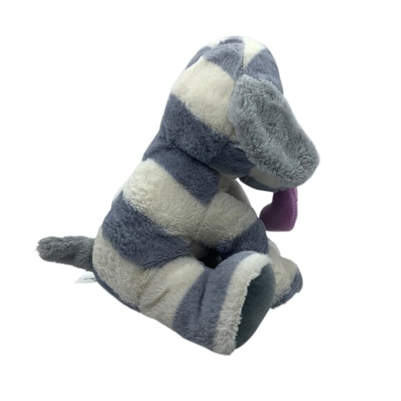 KellyToy Striped Gray & White Plush Dog Toy Holding Pink "Kisses" Heart 10.5” - Picture 8 of 9